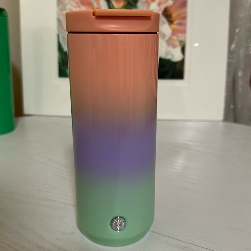 Starbucks tumbler gradient peach purple aqua (used once)